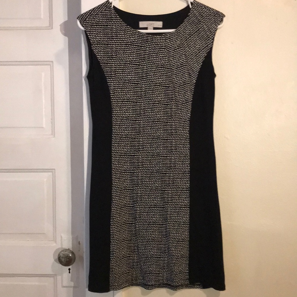 Ann Taylor LOFT - Black and Cream Patterned Dress